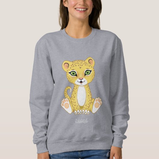 Wild Young Leopard Animal Cartoon Sweatshirt (Vorderseite)