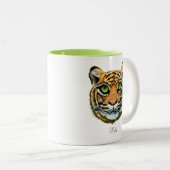 Wild Young Tiger Face & Calligraphy Coffee Tasse (VorderseiteRechts)
