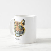 Wild Young Tiger Face & Calligraphy Kaffeetasse (Vorderseite Links)