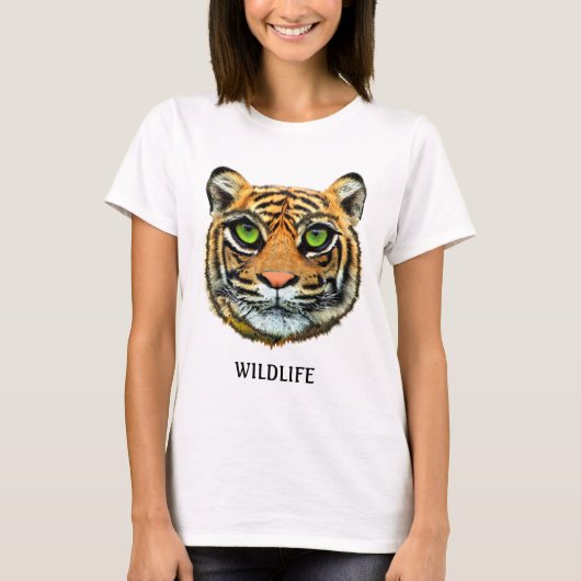 Wild Young Tiger Face & Calligraphy T - Shirt (Vorderseite)