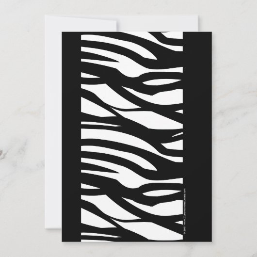 Wild Zebra Black w/White 50. Party Einladung (Rückseite)