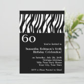 Wild Zebra Black w/White 60. Party Einladung (Stehend Vorderseite)