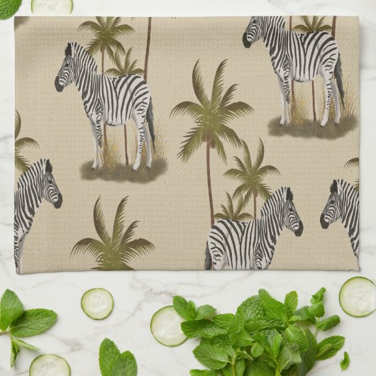 Wild Zebra & Palm Trees Geschirrtuch (Gefaltet)