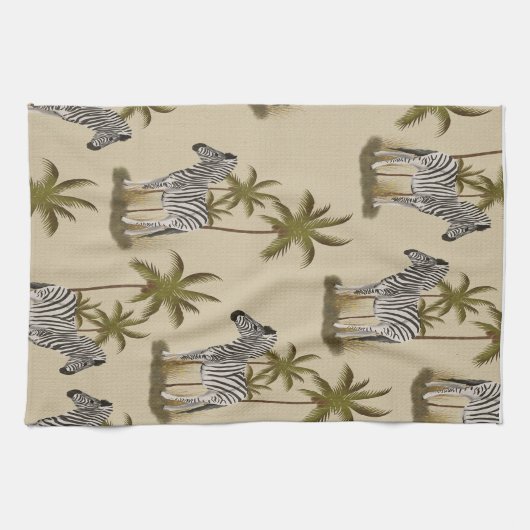 Wild Zebra & Palm Trees Geschirrtuch (Horizontal)