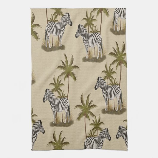 Wild Zebra & Palm Trees Geschirrtuch (Vertikal)