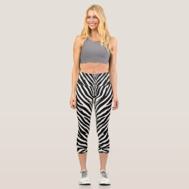 Wild Zebra Pattern Capri Leggings