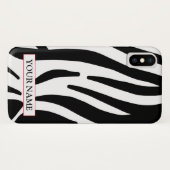 Wild Zebra Print mit Name Case-Mate iPhone Case (Rückseite (Horizontal))