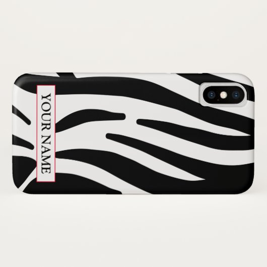 Wild Zebra Print mit Name Case-Mate iPhone Case (Rückseite (Horizontal))