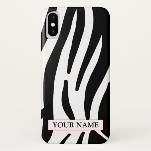 Wild Zebra Print mit Name Case-Mate iPhone Case (Rückseite)