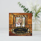 Wild Zebra Tiger Caramel Birthday Party Einladung (Stehend Vorderseite)