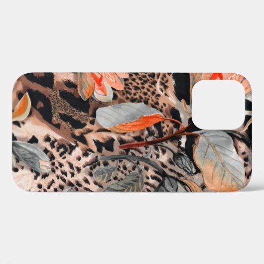 Wildafrikanische Tierhaut mit Brom-Blume-Pattern Case-Mate iPhone Hülle (Rückseite (Horizontal))