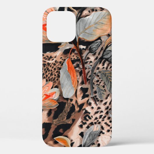 Wildafrikanische Tierhaut mit Brom-Blume-Pattern Case-Mate iPhone Hülle (Rückseite)