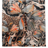 Wildafrikanische Tierhaut mit Brom-Blume-Pattern Duschvorhang (Vorderseite)