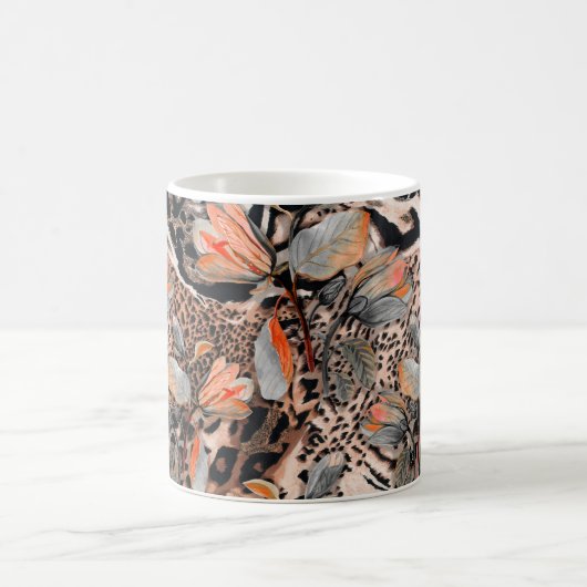 Wildafrikanische Tierhaut mit Brom-Blume-Pattern Kaffeetasse (Mittel)