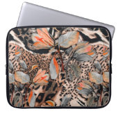 Wildafrikanische Tierhaut mit Brom-Blume-Pattern Laptopschutzhülle (Vorderseite)