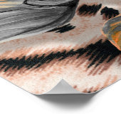 Wildafrikanische Tierhaut mit Brom-Blume-Pattern Poster (Ecke)