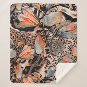 Wildafrikanische Tierhaut mit Brom-Blume-Pattern Sherpadecke