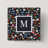 Wildbeere gemusterte mit Monogramm Marine Button (Vorderseite)