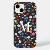 Wildbeere gemusterte mit Monogramm Marine Case-Mate iPhone Hülle (Rückseite)