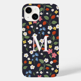 Wildbeere gemusterte mit Monogramm Marine Case-Mate iPhone 14 Hülle