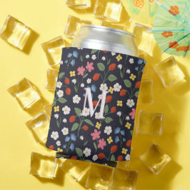 Wildbeere gemusterte mit Monogramm Marine Dosenkühler