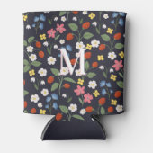 Wildbeere gemusterte mit Monogramm Marine Dosenkühler (Vorderseite)