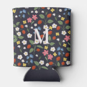 Wildbeere gemusterte mit Monogramm Marine Dosenkühler (Rückseite)