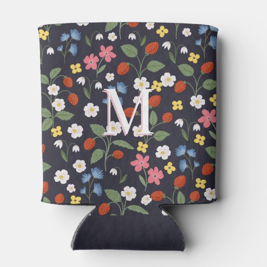 Wildbeere gemusterte mit Monogramm Marine Dosenkühler (Rückseite)