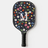 Wildbeere gemusterte mit Monogramm Marine Pickleball Schläger (Rückseite)