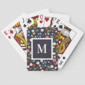 Wildbeere gemusterte mit Monogramm Marine Spielkarten (Rückseite)