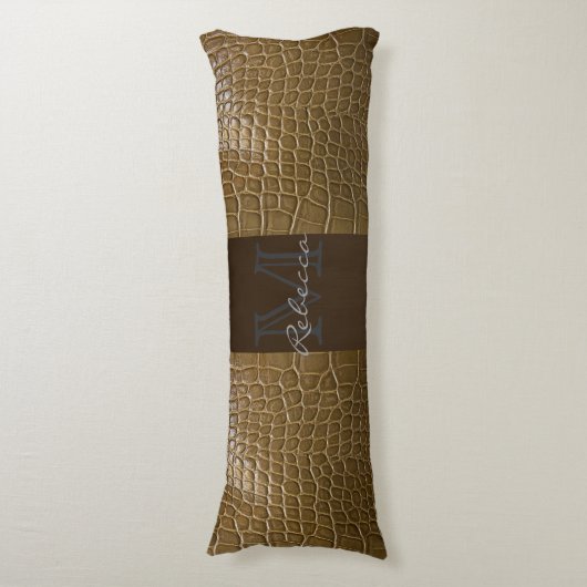 Wildbeige-Alligator-Krokodil Seitenschläferkissen (Vorderseite Vertikal)