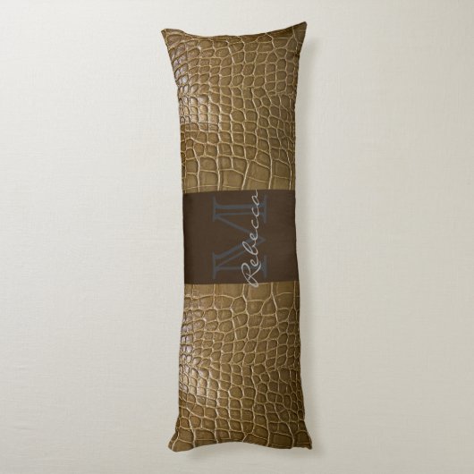 Wildbeige-Alligator-Krokodil Seitenschläferkissen (Rückseite (Vertikal))