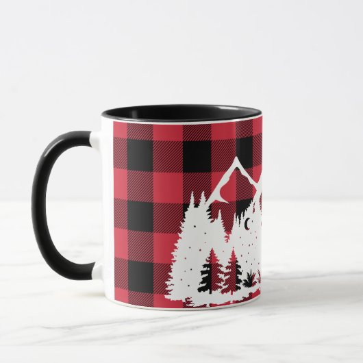 Wildbergszene Rotes Buffalo Karo Tasse (Links)