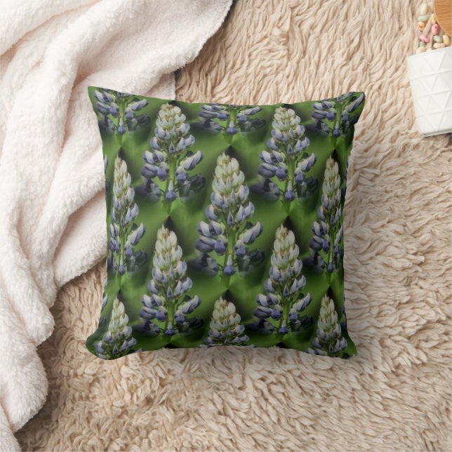 Wildblauer Lupine Blume Naturmuster Kissen (Decke)