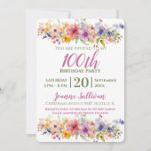 Wildblume 100. Geburtstag Einladung (Vorderseite)