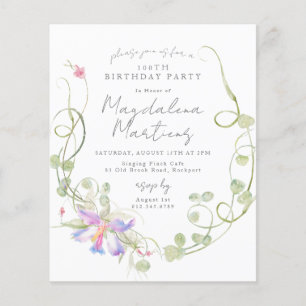 Wildblume 100. Geburtstag Einladung