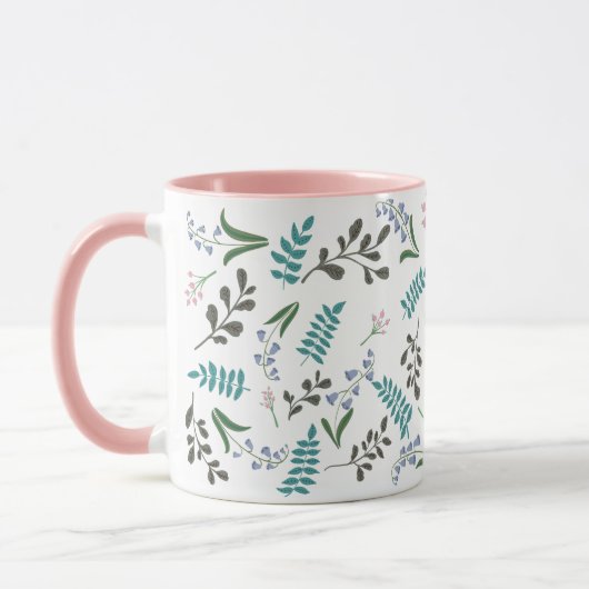 Wildblume 11 oz. Rosa, weiße Keramik Tasse (Links)