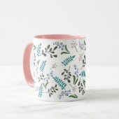 Wildblume 11 oz. Rosa, weiße Keramik Tasse (Vorderseite Links)