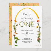 Wildblume 1 1. Geburtstag Einladung (Vorne/Hinten)