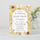 Wildblume 1. Bienentag Geburtstagsgarten Party Einladung (Stehend Vorderseite)