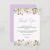 Wildblume 1. Geburtstag Dankeschön Karte (Vorne/Hinten)