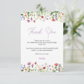 Wildblume 1. Geburtstag Dankeschön Karte (Stehend Vorderseite)