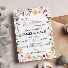 Wildblume 1. Geburtstag Einladung