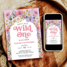 Wildblume 1. Geburtstag Einladung