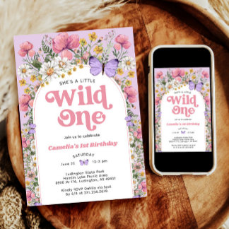 Wildblume 1. Geburtstag Einladung