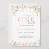 Wildblume 1. Geburtstag Kleine Miss ONEderful Einladung (Vorderseite)