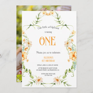 Wildblume 1. Geburtstag Mauve Girl Einladung