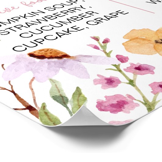 Wildblume 1. Geburtstag Meilenstein Unterzeichnung Poster (Ecke)