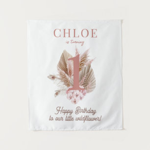 Wildblume 1. Geburtstagsbannerband Wandteppich
