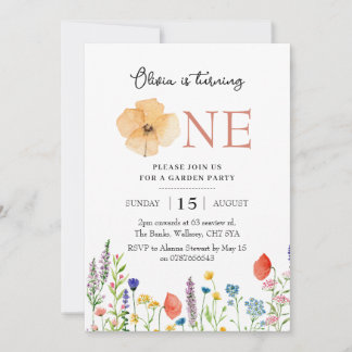 Wildblume 1. Geburtstagsfeier, botanischer 1. Einladung